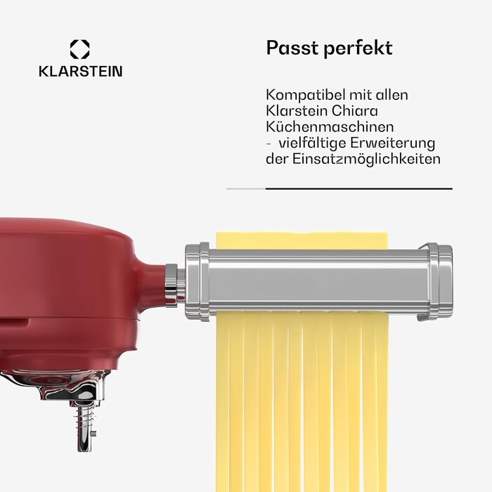 Кухонна машина Klarstein Chiara 1600W з чашею 5L з нержавіючої сталі, 12 швидкостей, LCD-дисплеєм, тиха робота ≤72 dB, набір для випічки, придатний для миття в посудомийній машині, корпус з алюмінію, сірий колір, насадка для пасти Klarstein Chiara