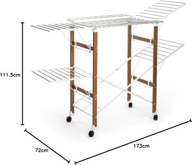 InnovaGoods - Folding and Extendable Metal Clothes Rack, 3 Height Levels, 11 Rods, Waterproof, Lightweight, Tool-Free Assembly, Iron, Size A (White)