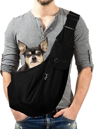 Чорна переносна сумка для собак та інших домашніх тварин, регульована, дихаюча, для прогулянок та активного відпочинку