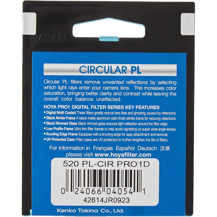 Поляризаційний фільтр Hoya Pro1 Digital Circular 52mm чорний - для фото та відео