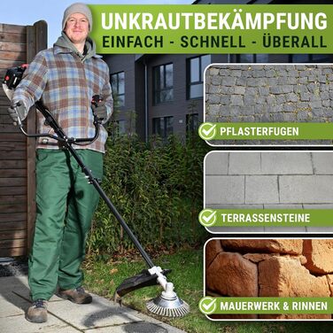 Професійна щітка для видалення бур'янів WENDOWERK® 25,4 мм для мотокоси, дротова насадка для ефективного очищення, комплект з аксесуарами