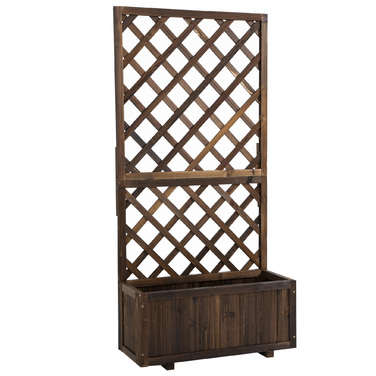 Outsunny Raised Garden Bed with Trellis and Planter Box made of Wood, 72.5x31.5x149.5cm, ideal for climbing plants & roses in the garden