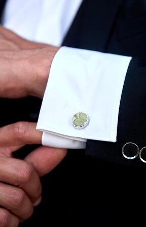 HISDERN Комплект краватки з візерунком пава, нагрудного хустинки та краваткових затискачів для чоловіків. Ідеально підходить для весілля, свят, Різдва, Хелловіну. Колір: салатовий.