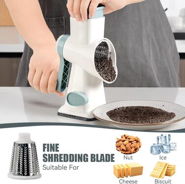 Трока для сиру та овочів KEOUKE з ручкою: 3 змінні леза для сиру, картоплі, капусти, горіхів, шоколаду (червоно-білий) (біло-блакитний)