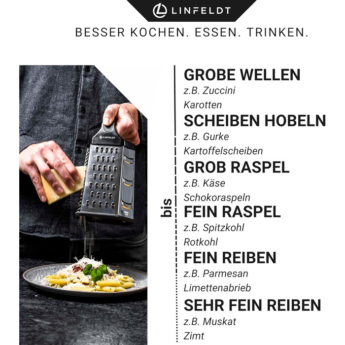 Терка кухонна зі сталі нержавіючої з контейнером, 23x14 см. Багатофункціональна терка для кухні, безпечна та зручна у використанні.