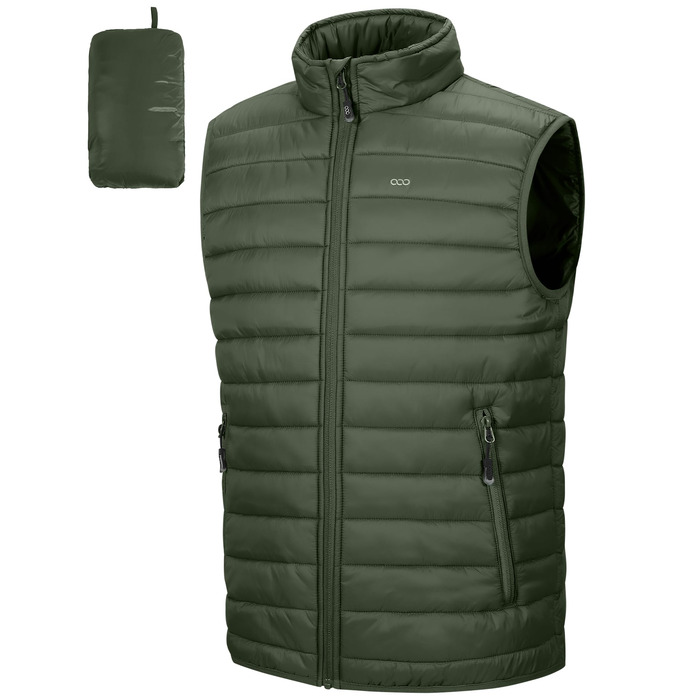 Чоловіча степлена жилетка Outdoor 33,000ft з капюшоном, 5 кишень, армійський зелений для бігу, гольфу, туризму та верхової їзди