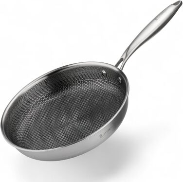 Пан з антипригарним покриттям EliteHoff 28 см, з вафельною структурою, для всіх типів плит, не містить PFOA, можна мити в посудомийній машині, сріблястий (E-7548)