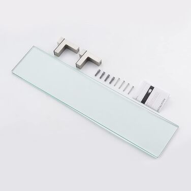 KES Shower Shelf for Hanging, Bathroom Shelf, Wall Shelf, Shower Glass Shelf, 8mm Shower Shelf, Bathroom Shelf, Tempered Glass with Shelf Support 60cm Brushed Nickel, BGS3201S60-2