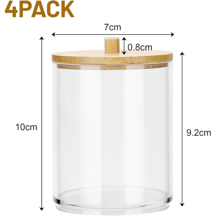 Організатор для ватних паличок та дисків Miiepls, прозорий акриловий контейнер для косметики