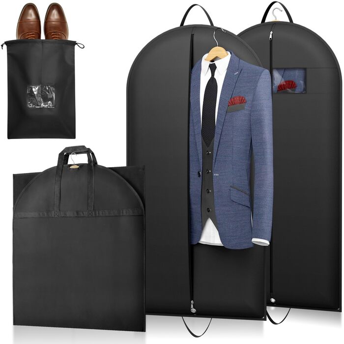 Чохол для одягу Lifewit 120 GSM з мішком для взуття – для костюмів, піджаків, ансамблів. Преміум-чохол для подорожей та зберігання (2 шт., 120 x 60 см)