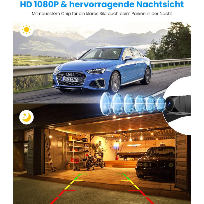Автомобільна камера заднього виду Auto-VOX Plug & Play 4.8'' 1080P, стабільний сигнал, нічне бачення, IP69K, 3-кратний зум для вантажівок, SUV, автодомів