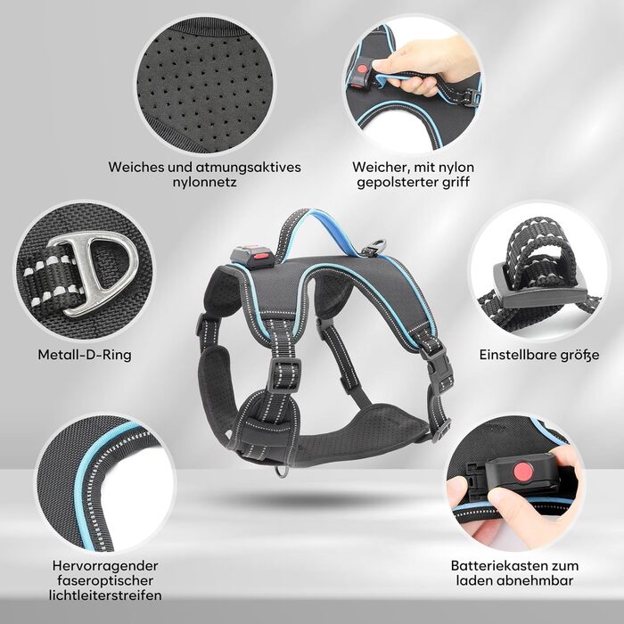 Нашийник для собак з екошкіри, перероблений, для великих і середніх собак, зелений (M, блакитний)