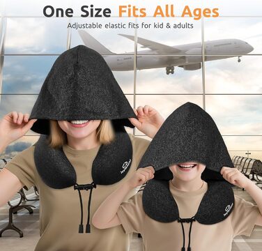 Подушка для шиї у вигляді звірка, Memory Foam, для подорожей (літак, авто, офіс), чорна