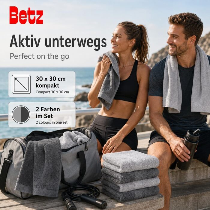 Набір мийних серветок Betz Premium зі 100% бавовни, 10 кольорів (антрацит та сріблясто-сірий), 30x30 см, 10 шт.