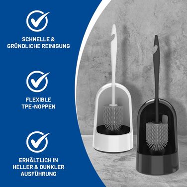 Набір для туалету Rival Recycling з щіткою для обідка унітазу – ергономічна щітка для унітазу з перероблених матеріалів, для швидкого та ретельного очищення, з тримачем (білий, Meiler)