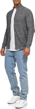 Чоловічий кардиган Indicode INWestmoon з коміром-стійкою | В'язаний кардиган з бавовняної суміші (L, Charcoal Mix)