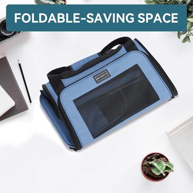 Транспортна переноска для котів та маленьких собак Petfit - легка переноска для подорожей літаком, з ременем безпеки та розширюваним килимком, блакитна (L)