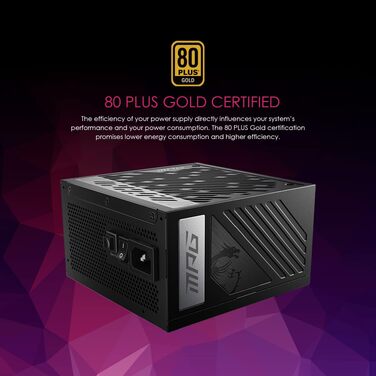 Блок живлення MSI MPG A1000G PCIE5 1000W, 80 Plus Gold, ATX 3.0, PCIe 5.0, повністю модульний