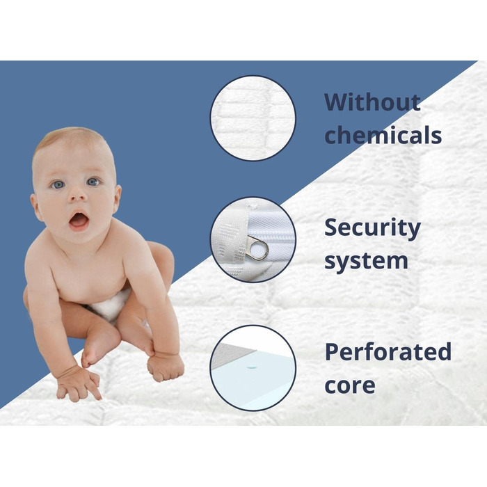 Дитячий матрац DORMISSIMO Baby Star 80x40 см, висота 7 см, з вологостійким покриттям та повітряними каналами, для приставного ліжка і колиски