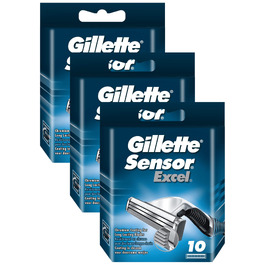 Смінні леза для чоловічих бритв Gillette Sensor Excel, 10 шт (набори по 3 шт), оригінальні