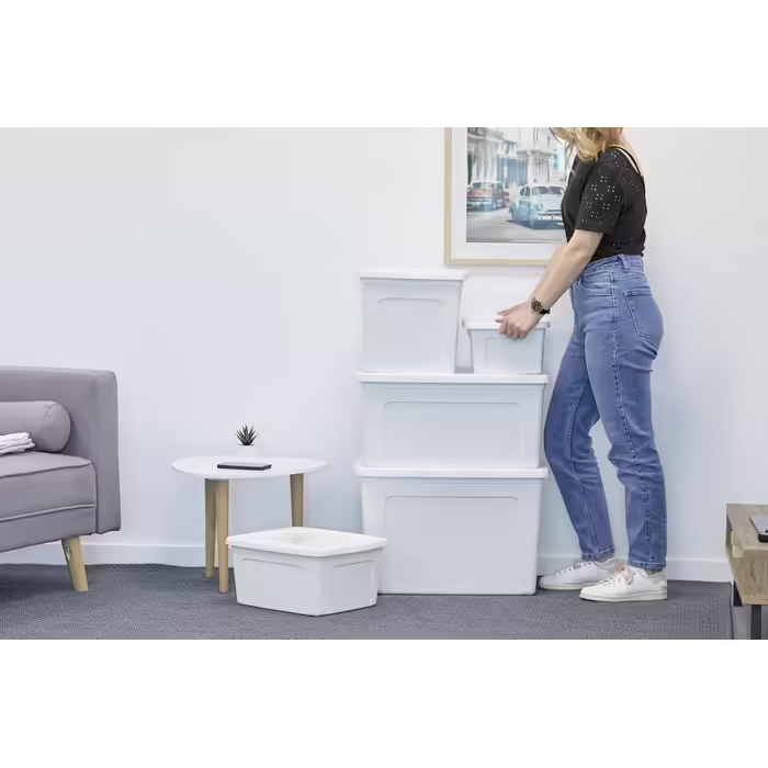 Iris Ohyama Versatile Storage Boxes, 3-Piece Set, Easy-Closing Lid, Stackable, Plastic, For Closet, Shelves, Classroom, Organization, Art Supplies, Shoes, MCB-30 (White, 11L)