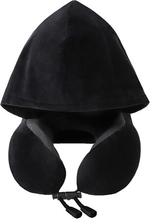 Подушка для шиї Memory Foam | Подушка для подорожей в літаку з 95% світлозахистом, регульована підтримка шиї, Travel Pillow для подорожей, офісу та сну на боці (Чорний)