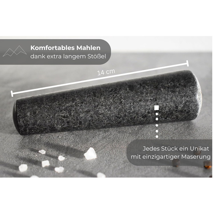 Гранітний ступка з товчником BERGART - ступка з високоякісного граніту, довговічна, для трав, спецій та песто