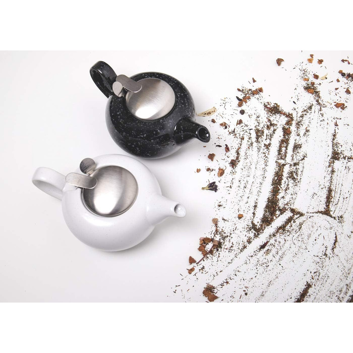 LONDON POTTERY Pebble Teapot with infuser for loose tea, stoneware, black, 4-Cup Teapot (1 Litre)