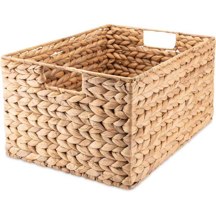 Water Hyacinth Woven Storage Basket - Seagrass Rectangular - Set of 2 (3 Pieces L (14.5in x 11in x 7.8in))