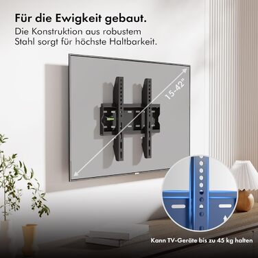 Кріплення для телевізора VonHaus для екранів 15-42 дюймів, ультратонке, з рівнем, до 40 кг, VESA 300x200