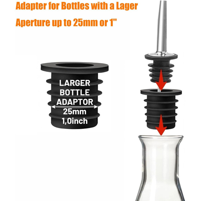 Виливники для пляшок BALTRE (6 шт) з 6 адаптерами: для олії, вина, оцту, сиропу