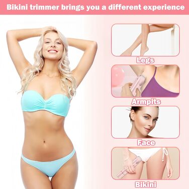 Електричний жіночий бритва 2-в-1 для тіла та зони бікіні, IPX7, USB-зарядка (Рожевий)