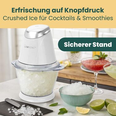 Електричний дрібник Clatronic MZ 3579: 250W, нержавіюча сталь, 1л, подрібнення льоду, білий