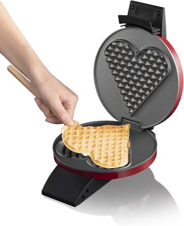 Вафельниця Cloer 1633V: Вафлі у формі серця, антипригарне покриття, 930W, червона