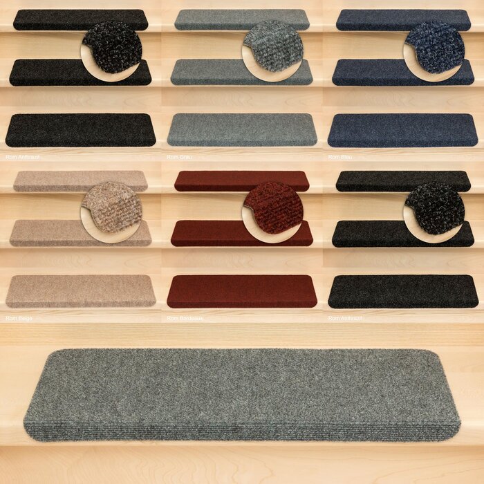 Ступінчасті килимки Ramon® MW прямокутної форми, сірі, 15 шт. - з міцним пластиковим кутом