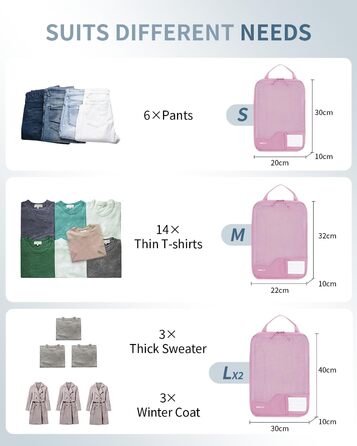 Органайзери для валізи ECOHUB (4 шт.) з мішком для одягу, набір екологічних пакувальних кубів для рюкзака та валізи, зелений/рожевий