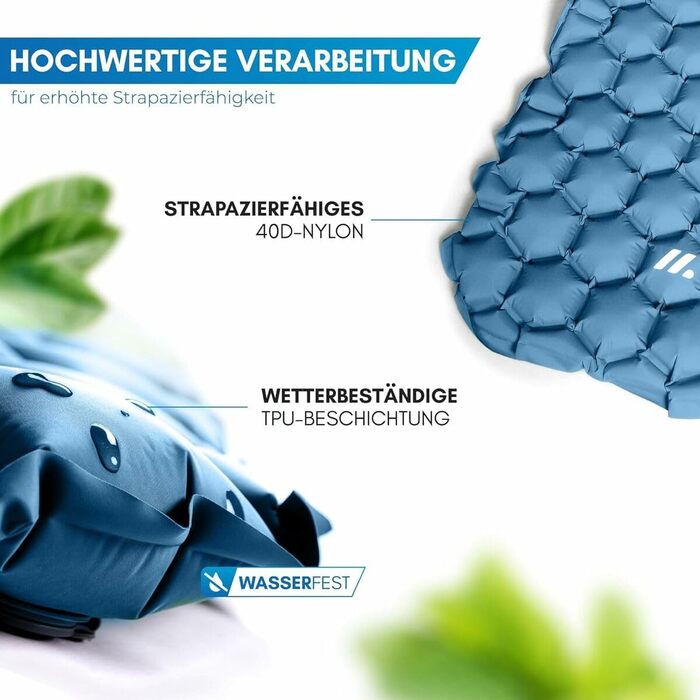 NORDMUT® Килимок для кемпінгу та відпочинку на природі з ремкомплектом | Легкий туристичний килимок для пікніків, походів та кемпінгу - синій
