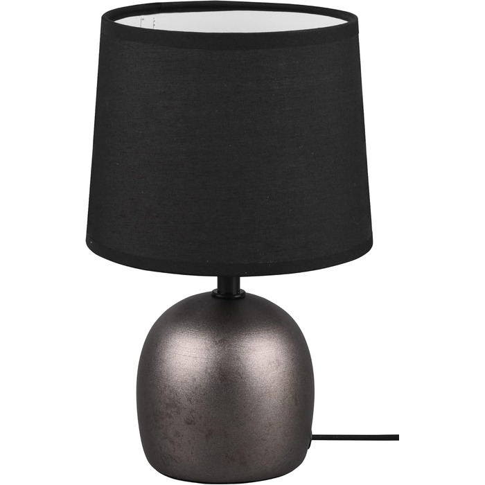 Стійлова лампа Reality Leuchten Malu R50802667 з керамічним цоколем чорного кольору та чорним тканинним абажуром, 1xE14