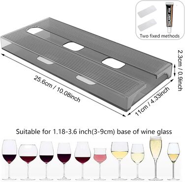 Тримачі для келихів вина SAMSYOKI (4 шт.) - підвісні, самоклеючі, для кухні, бару, ресторану (сірий)