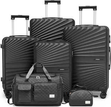 Набір валіз Joyway 6шт: велика, середня, маленька, сумка, косметичка, TSA-замок, зелений/чорний