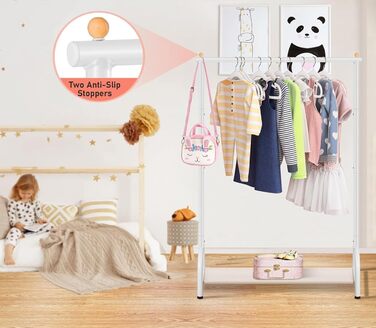 Дитяча вішалка для одягу MISSLO металева з полицею - біла, для дівчаток та хлопчиків, в кімнату, гардеробна