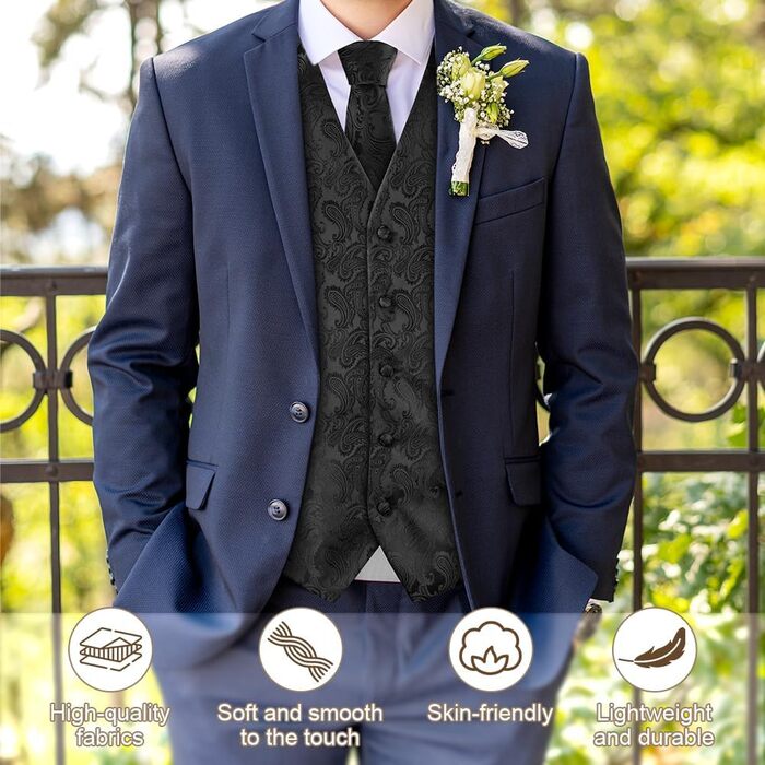 Чоловічий жилет 3шт. Комплект: жилет, краватка, нагрудна хустинка. Пазлі, квіти, жаккард, вінтаж, класика. Розміри M~XL