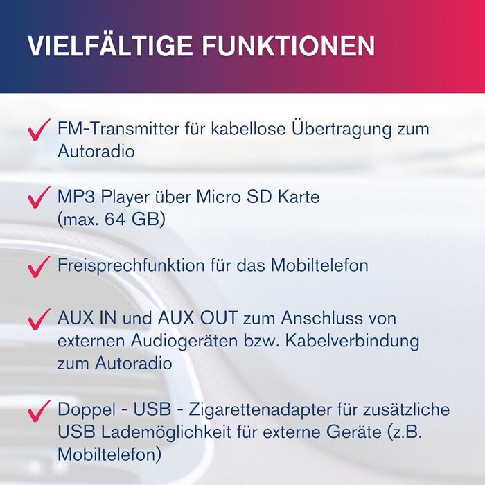 DAB+ адаптер Albrecht DR 56 C для автрадіо з FM-трансмітером, музичний стрімінг, кольоровий дисплей, чорний