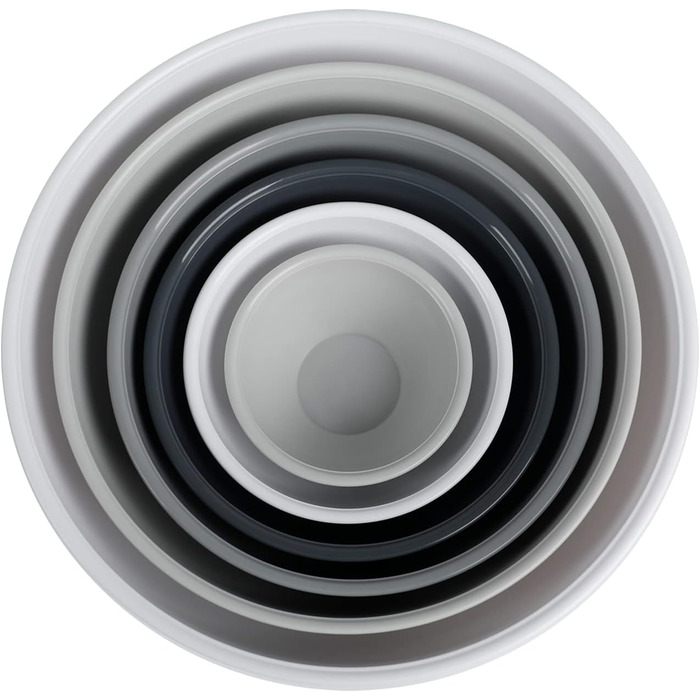 Набір мисок для перемішування BoxedHome з кришками, 12 штук. Пластикові миски для салату, неслизькі, стекові сервіровочні миски для кухні (6 мисок та 6 кришок, білий сірий)