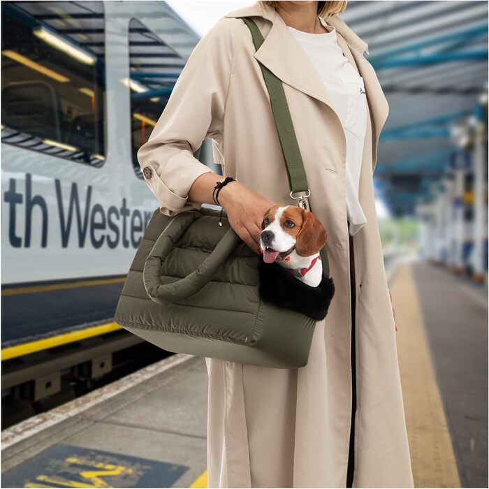 Транспортна сумка для собак та котів (M) - 40 x 20 x 30 см, оливковий колір