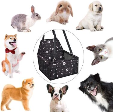 Автокрісло для собак - стабільне, з ременями безпеки, для маленьких та середніх собак. Водонепроникне автокрісло для собак на заднє та переднє сидіння (з відбитком лап)