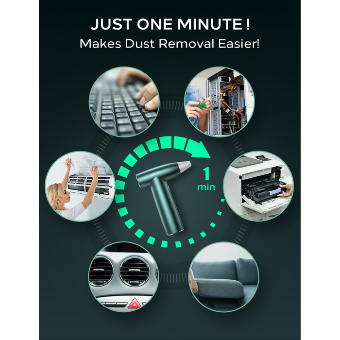 Електричний пилосос для видалення пилу 150000 RPM - бездротовий компресор для чищення з потужним безщітковим мотором (червоний)