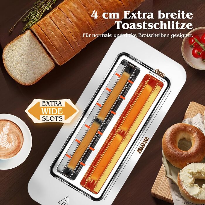Тостер Aigostar 4-х секційний з LED-сенсорним екраном, нержавіюча сталь, 1400W
