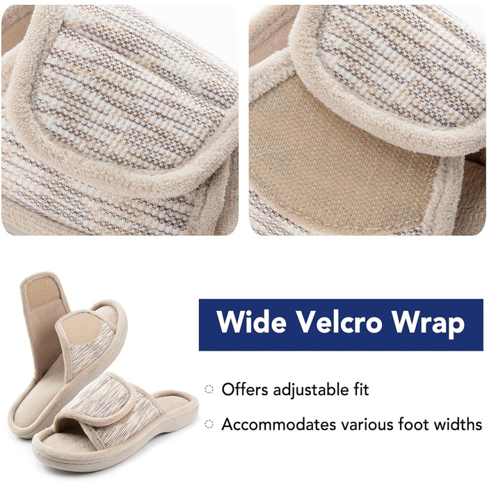 Домашні тапочки RockDove для жінок, регульовані, з піною Memory Foam, 42/43 EU, бежеві