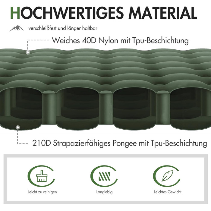 PORTAL Self-Inflating Camping Mat 10cm Thick Air Mattress Utraleicht with Foot Press Pump 18cm Thick Pillow Inflatable Mattress Outdoor Foldable Sleeping Mat 200*74cm for Camping Hiking Traveling